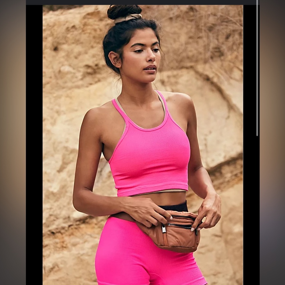 FP Movement by Free People Hot Pink happiness runs ribbed tank bralette size M/L